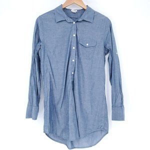 J Crew Tunic Top Womens Small Blue Denim Chambray